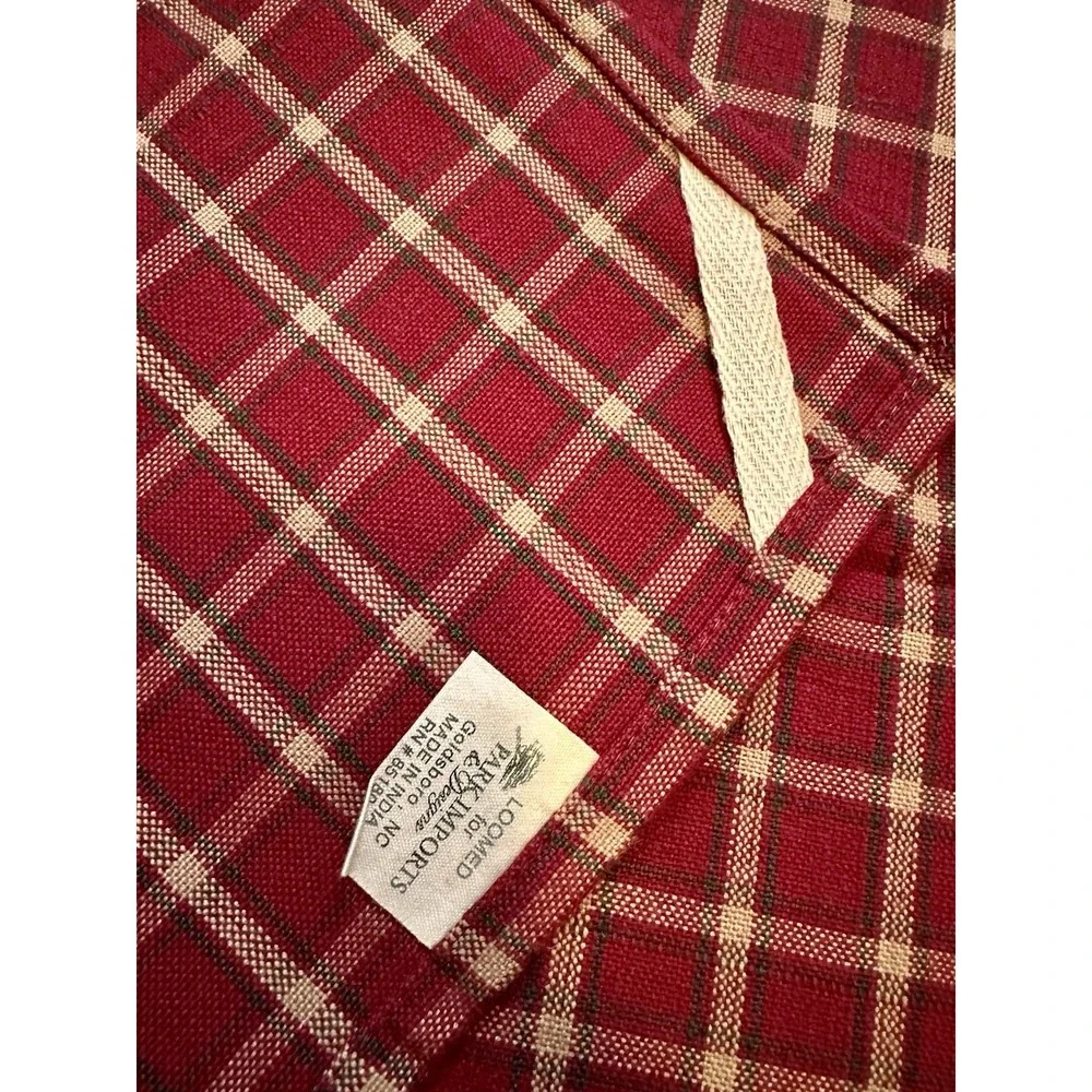 Set Of 5 Park Imports & Design Plaid Loomed Burgundy Hand Kitchen Dish Towel